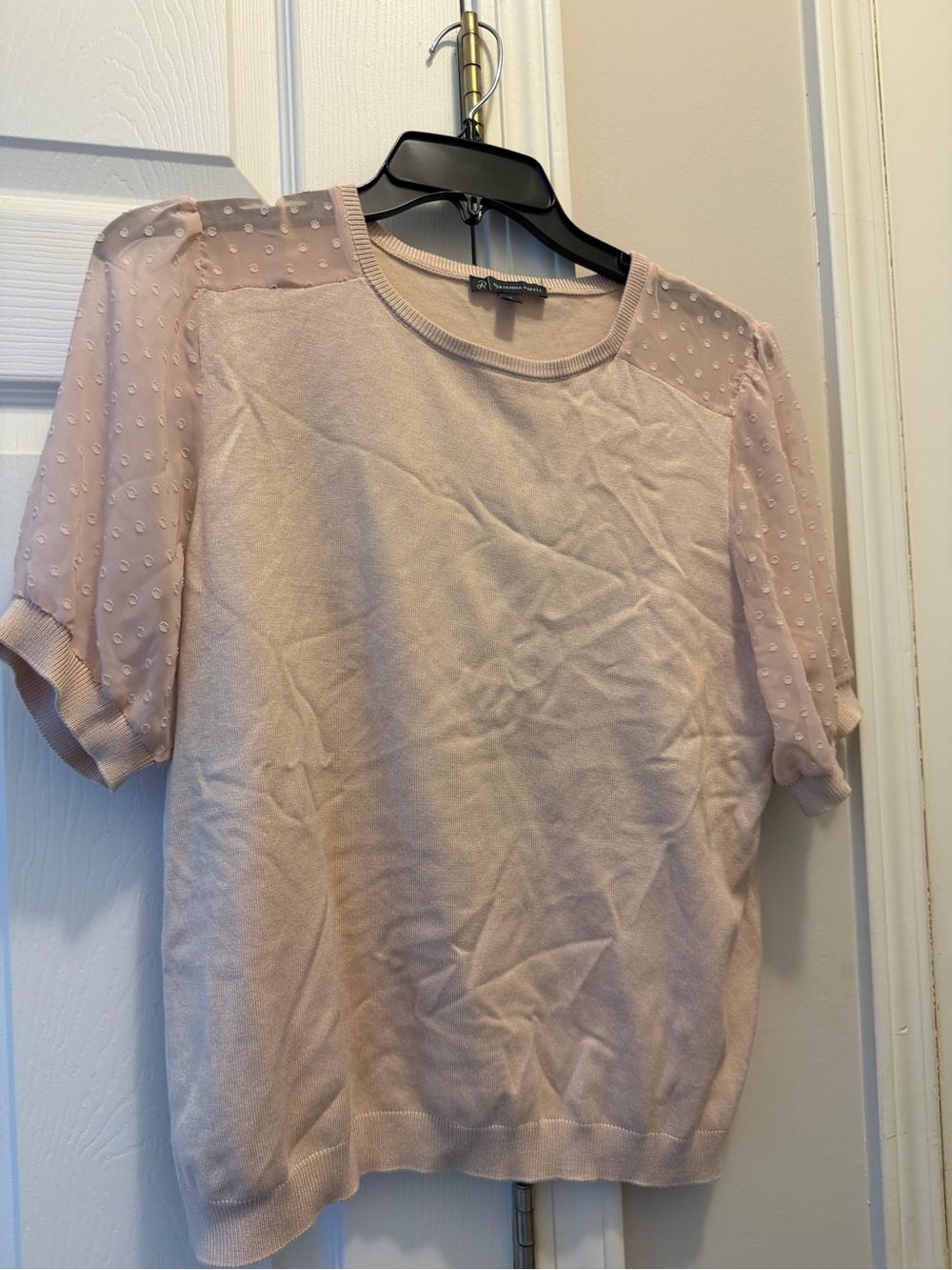 Adriana Papell Lace-Sleeve Knit Top - Blush Pink